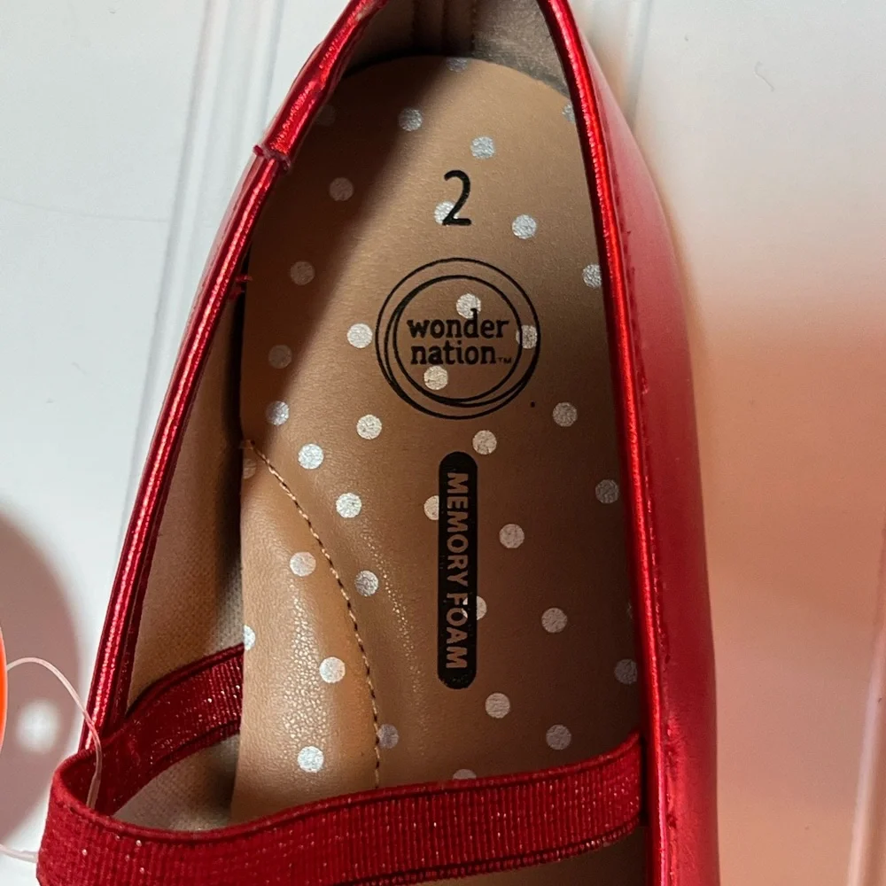 Wonder Nation Size 2 Little Girl Red Dress Shoes NWT